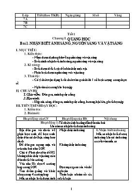 Giáo án Vật lý Khối 7 - Chương trình cả năm